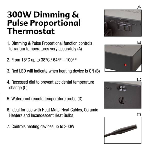 Exo Terra Thermostat 300W Dimming & Pulse
