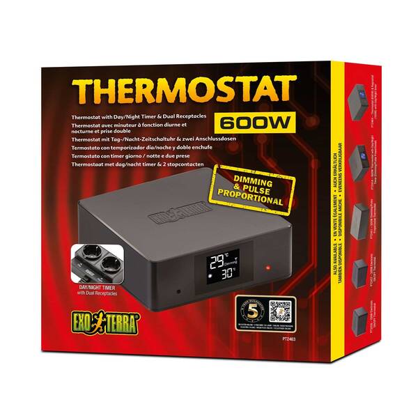 Exo Terra Dimming Pulse Thermostat 600W with Day/Night Timer Exo Terra Dimming Pulse Thermostat 600W with Day/Night Timer